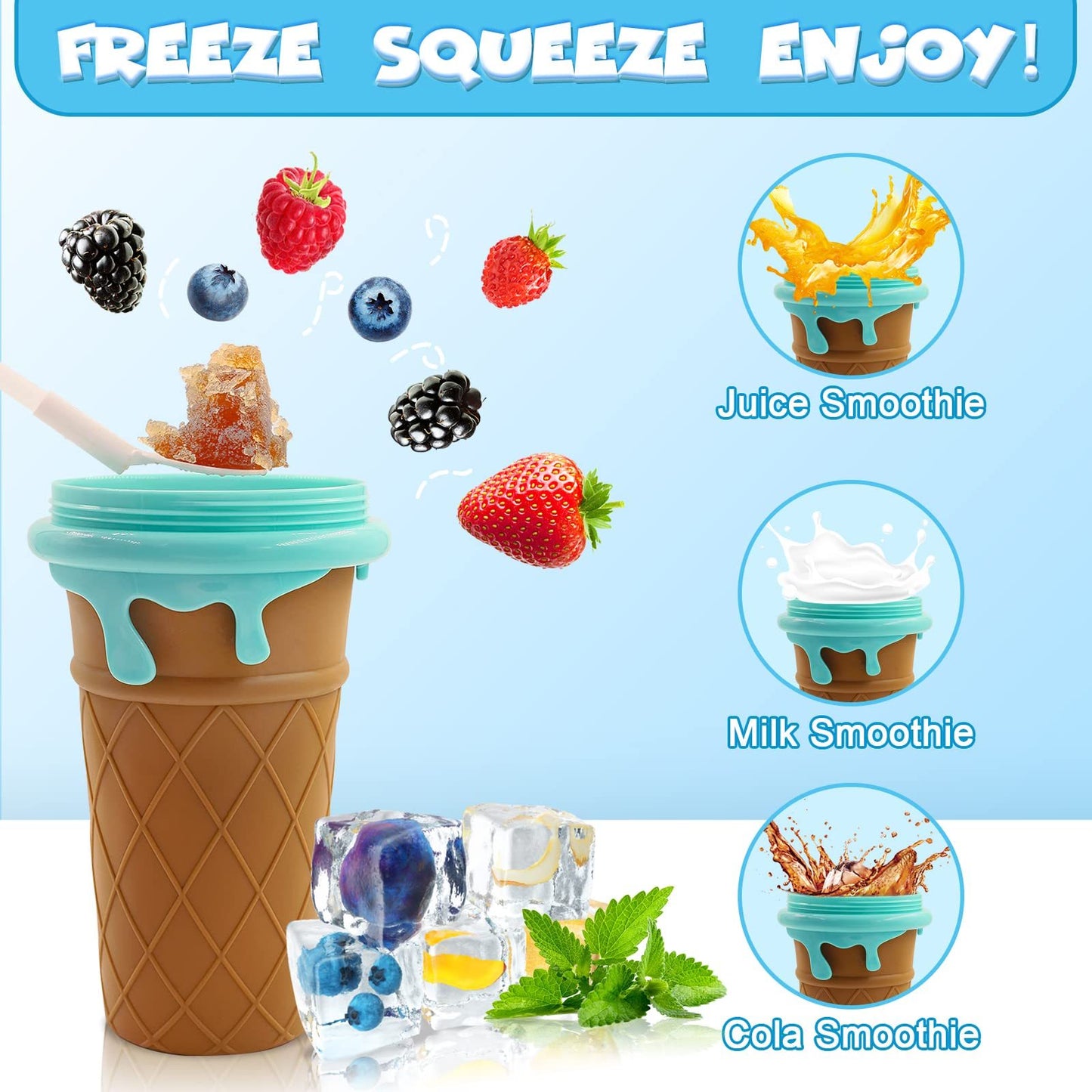 Slushy Cup 500ml Grande Capacità – Bicchiere Magico per Smoothie, Granite, Gelati e Frappè – Macchina Quick-Frozen Estiva