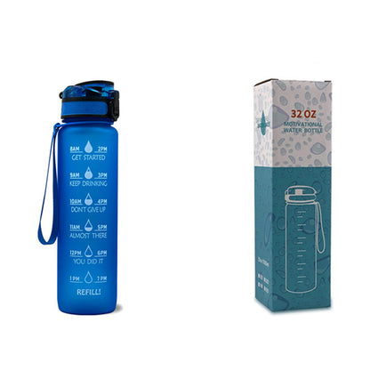 Borraccia Motivazionale 1L in Tritan con Indicatore Orario – Tappo a Scatto, Antiperdita, Ideale per Sport e Fitness