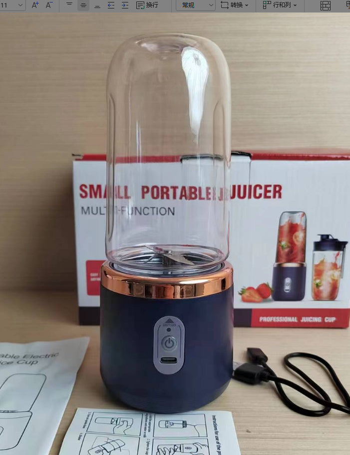 Frullatore Portatile 140W – Mini Juicer Ricaricabile USB 400ml, Funzione Smoothie, Milkshake, Sbattitore Uova – Colore Blu Tunisino
