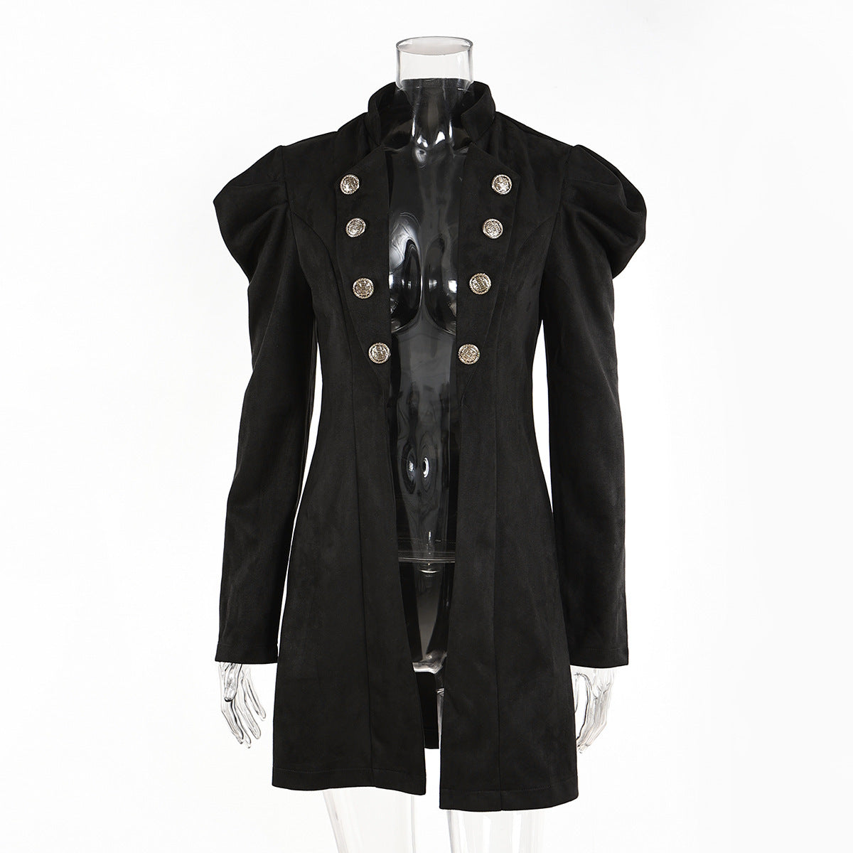 Cappotto Donna Elegante Doppiopetto in Suede – Vita Sagomata, Stile Commuting