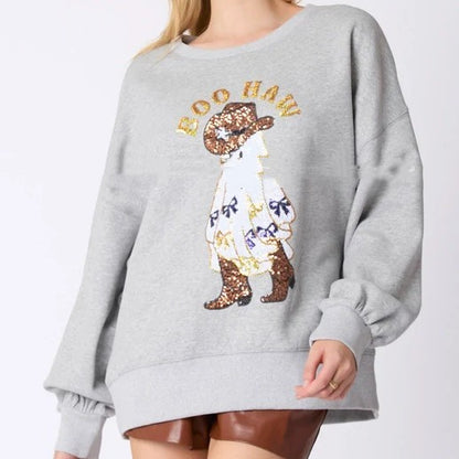 Maglione Donna Halloween con Teschio Paillettato – Vestibilità Ampia