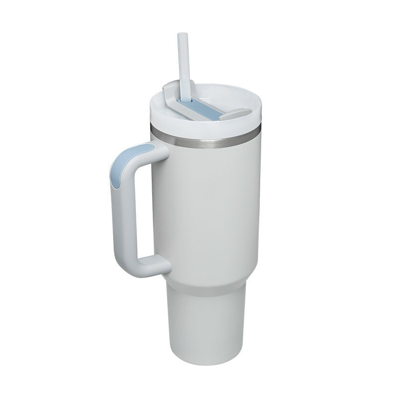 Tazza Termica 40 Oz con Manico e Cannuccia – Acciaio Inox, Spill-Proof, Isolata Sottovuoto, Perfetta per Caffè, Viaggi, Palestra e Ufficio