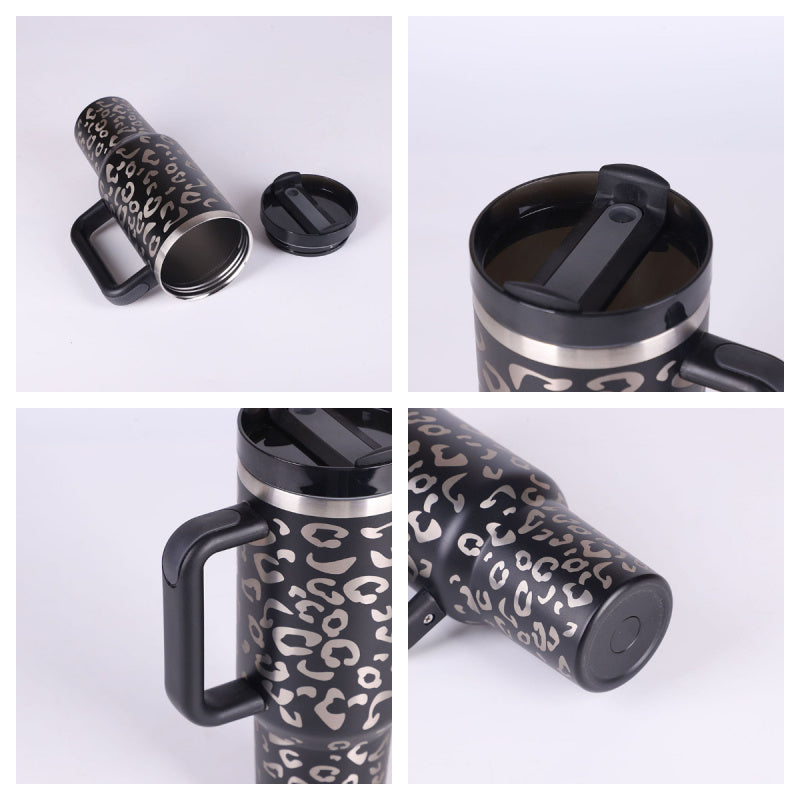 Tazza Termica 40 Oz con Manico e Cannuccia – Acciaio Inox, Spill-Proof, Isolata Sottovuoto, Perfetta per Caffè, Viaggi, Palestra e Ufficio