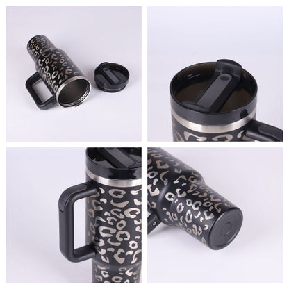 Tazza Termica 40 Oz con Manico e Cannuccia – Acciaio Inox, Spill-Proof, Isolata Sottovuoto, Perfetta per Caffè, Viaggi, Palestra e Ufficio