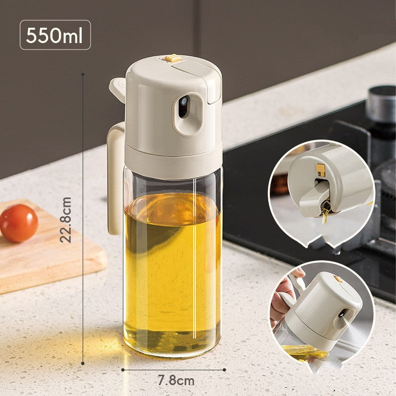 Bottiglia Spray 2 in 1 per Olio e Aceto – Dispenser per Cucina, BBQ e Cottura, Versatore e Nebulizzatore per Olio d’Oliva