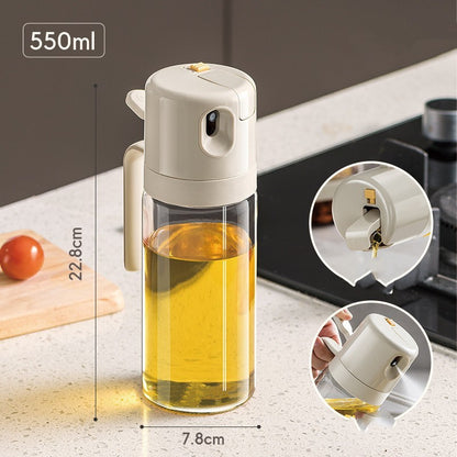 Bottiglia Spray 2 in 1 per Olio e Aceto – Dispenser per Cucina, BBQ e Cottura, Versatore e Nebulizzatore per Olio d’Oliva