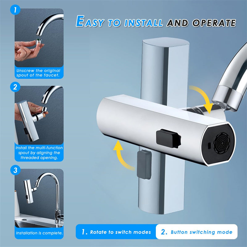 Ugello Rubinetto Cucina Multifunzionale – Cascata, Rotante, Anti-Schizzo con Estensione Universale