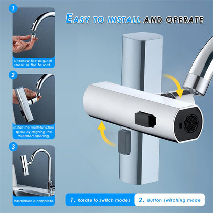 Ugello Rubinetto Cucina Multifunzionale – Cascata, Rotante, Anti-Schizzo con Estensione Universale