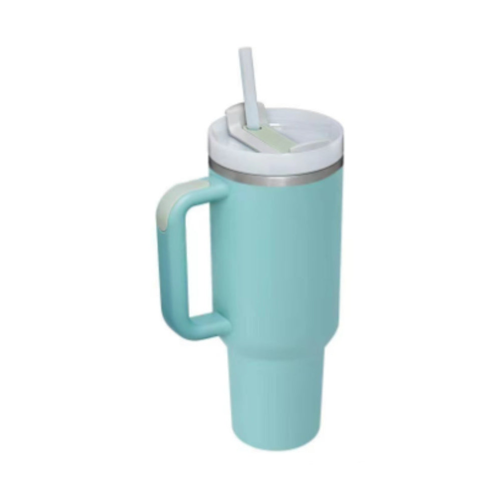 Tazza Termica 40 Oz con Manico e Cannuccia – Acciaio Inox, Spill-Proof, Isolata Sottovuoto, Perfetta per Caffè, Viaggi, Palestra e Ufficio