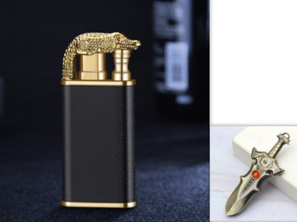 Accendino Antivento Doppia Fiamma in Metallo – Design Creativo Delfino, Drago e Tigre | Ricaricabile e Portatile