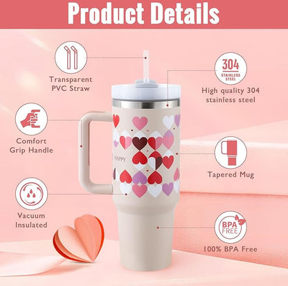 Tazza Termica 40 Oz con Manico e Cannuccia – Acciaio Inox, Spill-Proof, Isolata Sottovuoto, Perfetta per Caffè, Viaggi, Palestra e Ufficio