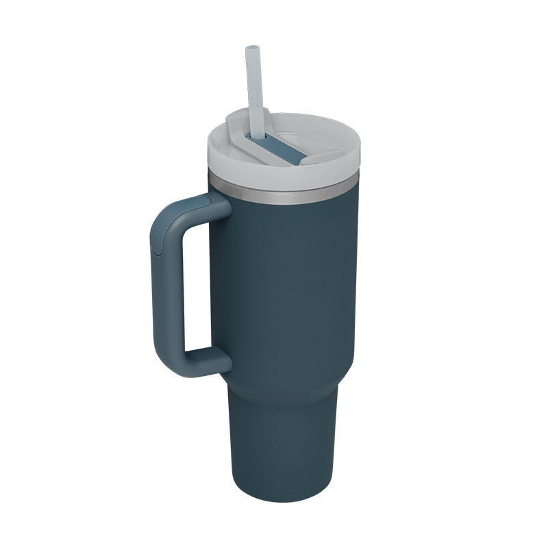 Tazza Termica 40 Oz con Manico e Cannuccia – Acciaio Inox, Spill-Proof, Isolata Sottovuoto, Perfetta per Caffè, Viaggi, Palestra e Ufficio